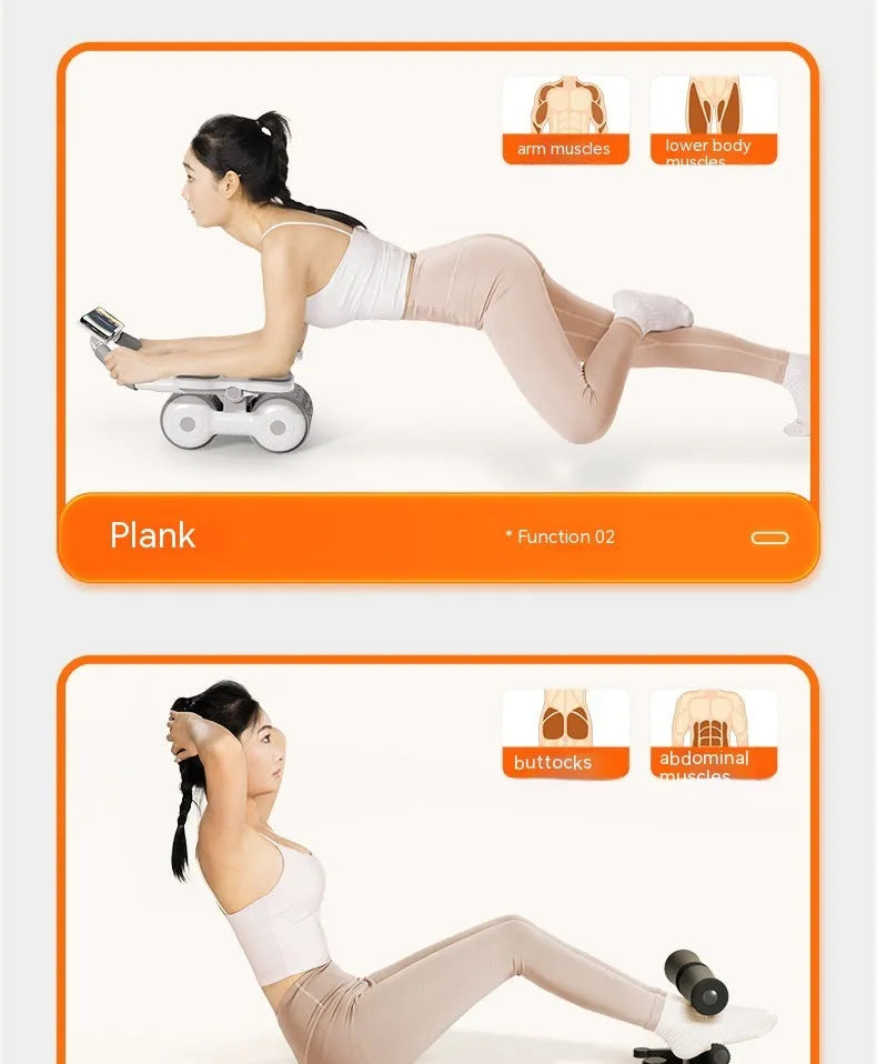 White belly exercise roller with LED timing display for abdominal workouts