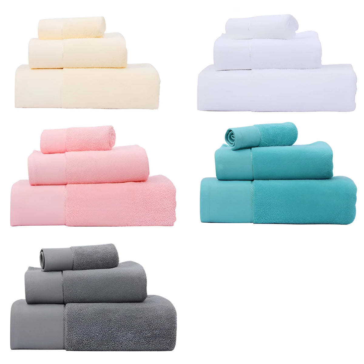 Cotton bath towel 70x140cm 600g in white, grey, blue, pink or yellow with combed yarn