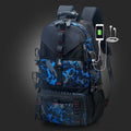 Men's waterproof Oxford cloth hiking backpack in black with multiple compartments and adjustable straps