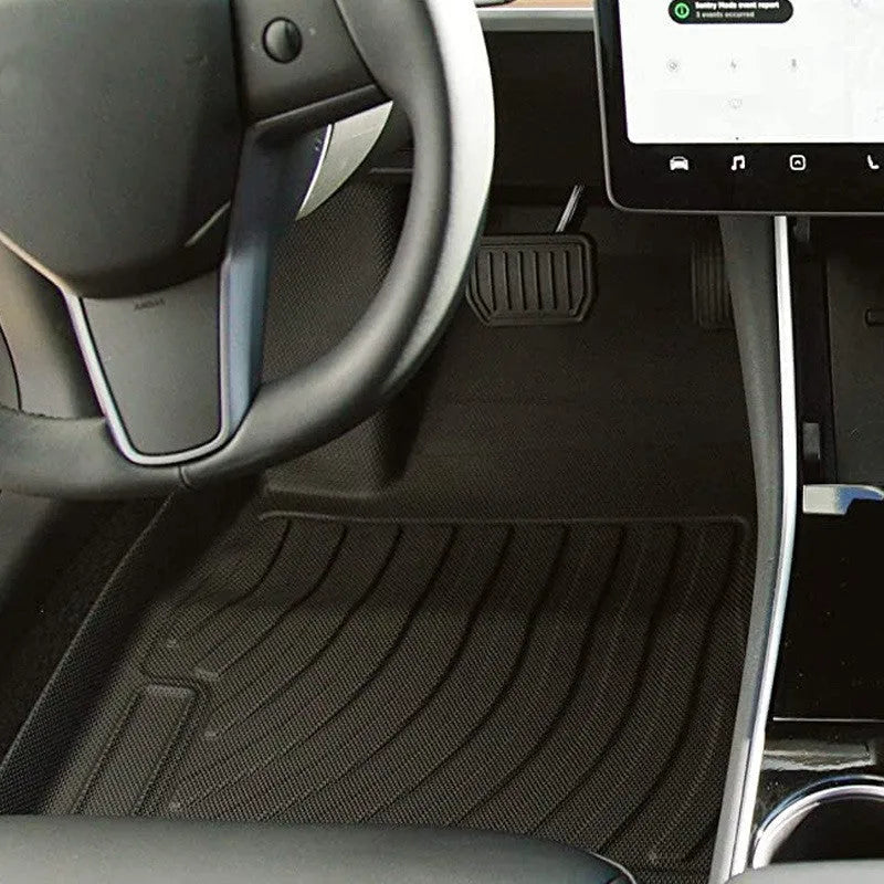 Rubber floor mats for Tesla cars with integrated TPE footrest