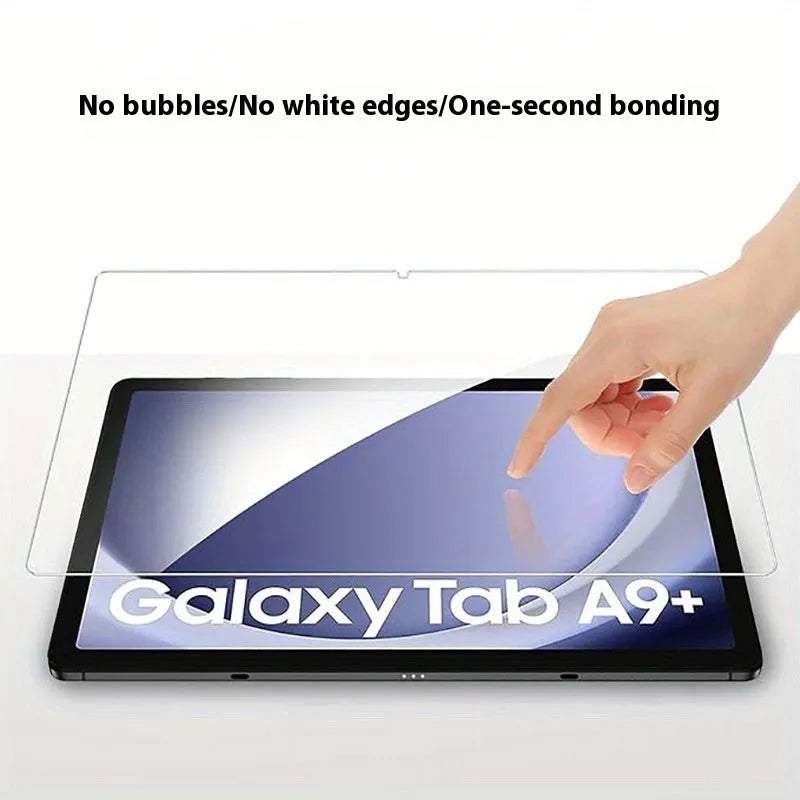 Samsung Galaxy tablet tempered glass screen protector in leather pouch