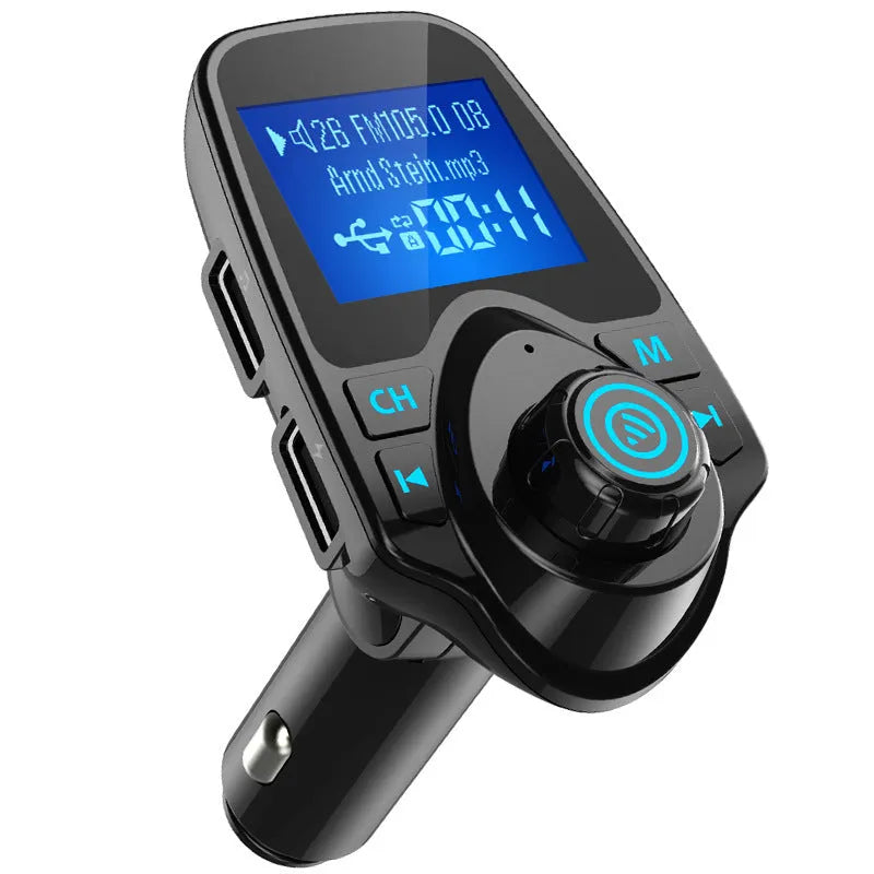 Black G7 car Bluetooth FM transmitter with USB port and memory card slot for hands-free calling and music streaming