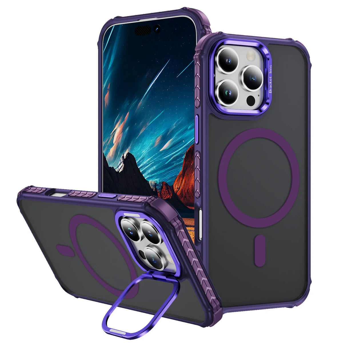 Magnetic skin-feel iPhone case in black, TPU PC anti-fall back cover with airbag corners and magnetic suction