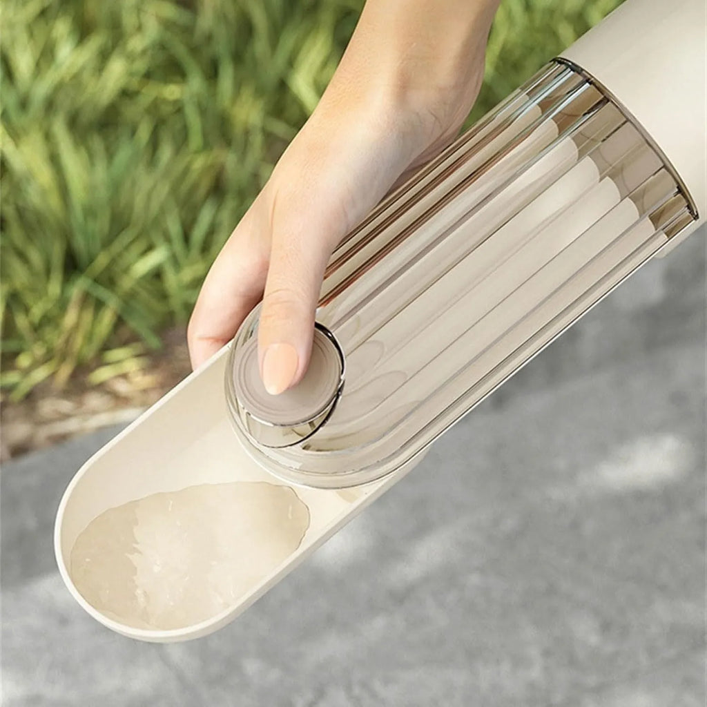 Foldable dog water bottle food dispenser with leak-proof design for outdoor use with pets