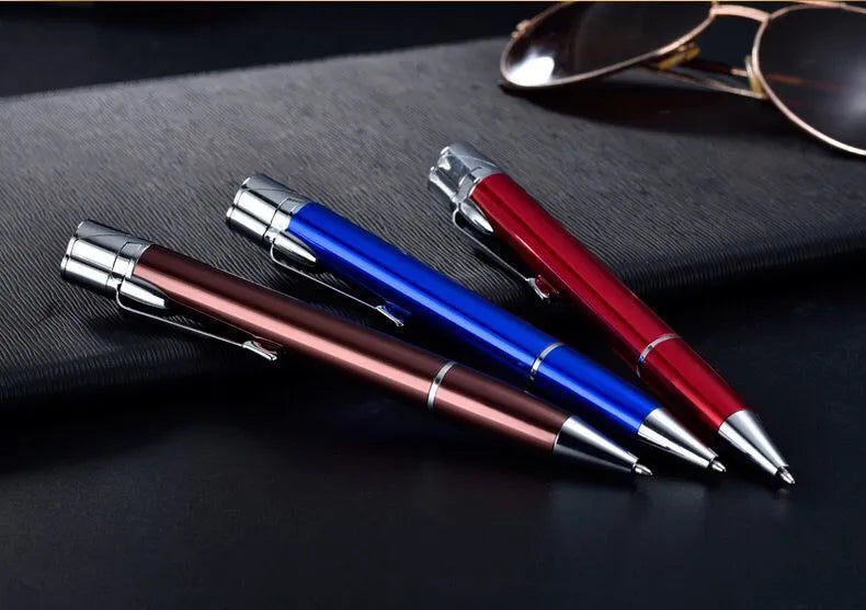 Windproof metal pen jet lighter in six colour options with 14mm diameter slim design