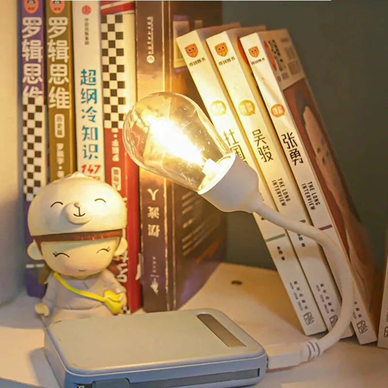USB rechargeable folding tungsten night light with S14 bulb style in warm white illumination