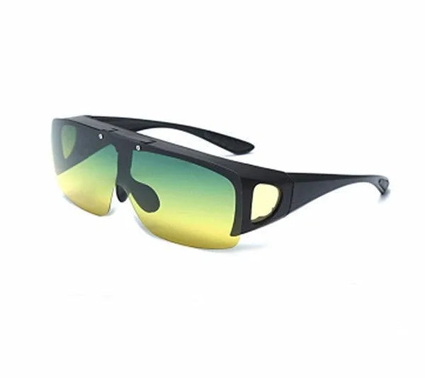 Pair of polarised myopia sunglasses with a one-piece frame, shown with dark lenses for outdoor sports use.