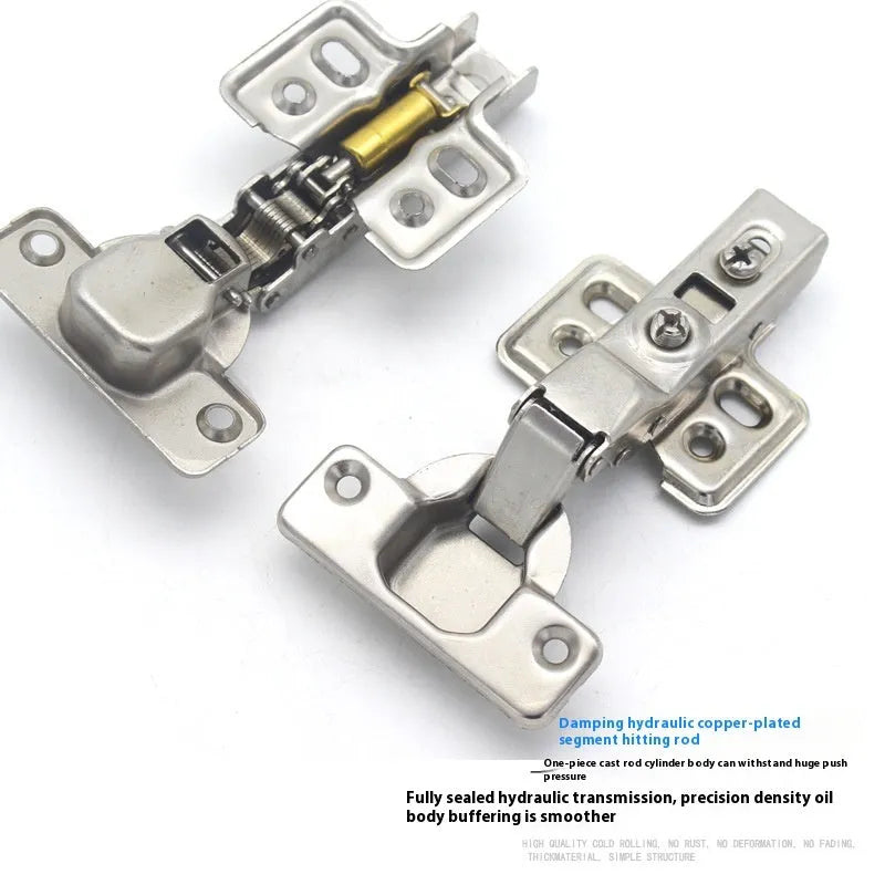 Thickened hydraulic hinge with damping cushion for cabinet wardrobe doors in nickel plated finish