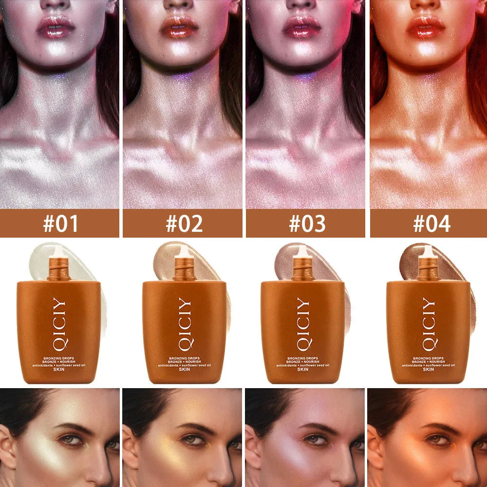 30ml bottle of body brightening contour liquid for face and body in four shade options