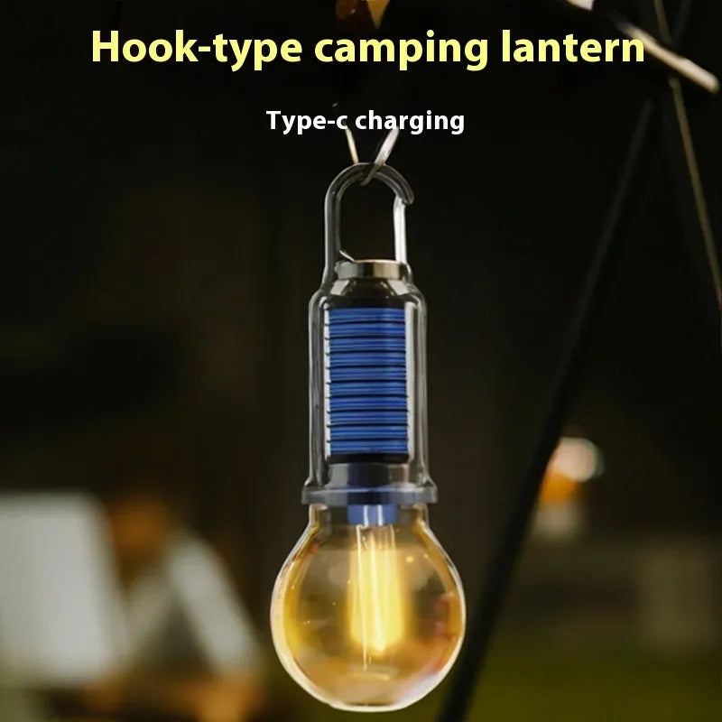 Outdoor solar camping lantern with hooks and tungsten lamp, 12 to 16 hour light