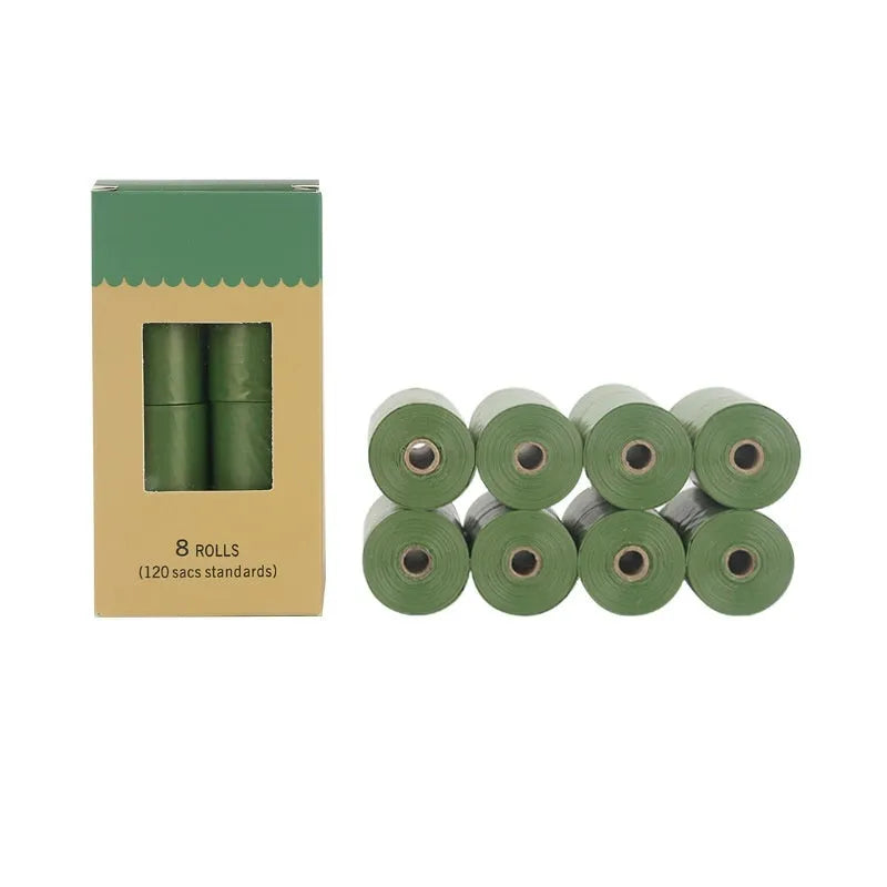 EPI extra thick biodegradable dog poo bags on a roll, available in multiple colours.