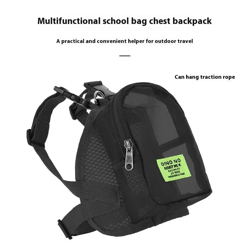 Solid colour dog backpack in polyester with breathable design for pet accessory storage