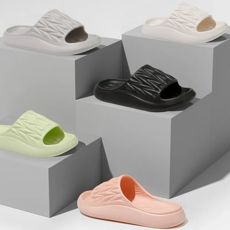Leaf texture design EVA household slippers in various colours with non-slip soles