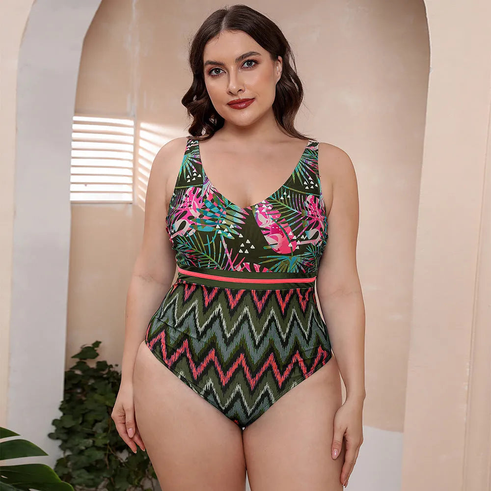 Blue striped vest style one-piece swimsuit with spaghetti straps for women on a mannequin.