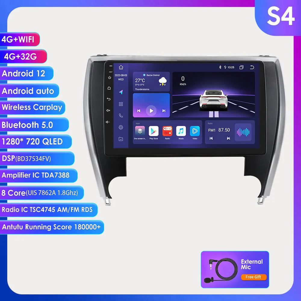 10-inch car navigation and MP5 all-in-one unit for Toyota Camry 2015 dashboard.