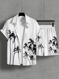 Men's wild print short sleeve shirt and shorts set in polyester blend, sizes S to 4XL, summer casual outfit