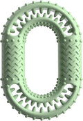Blue green pink O-ring dog chew toy for aggressive chewers with dental benefits