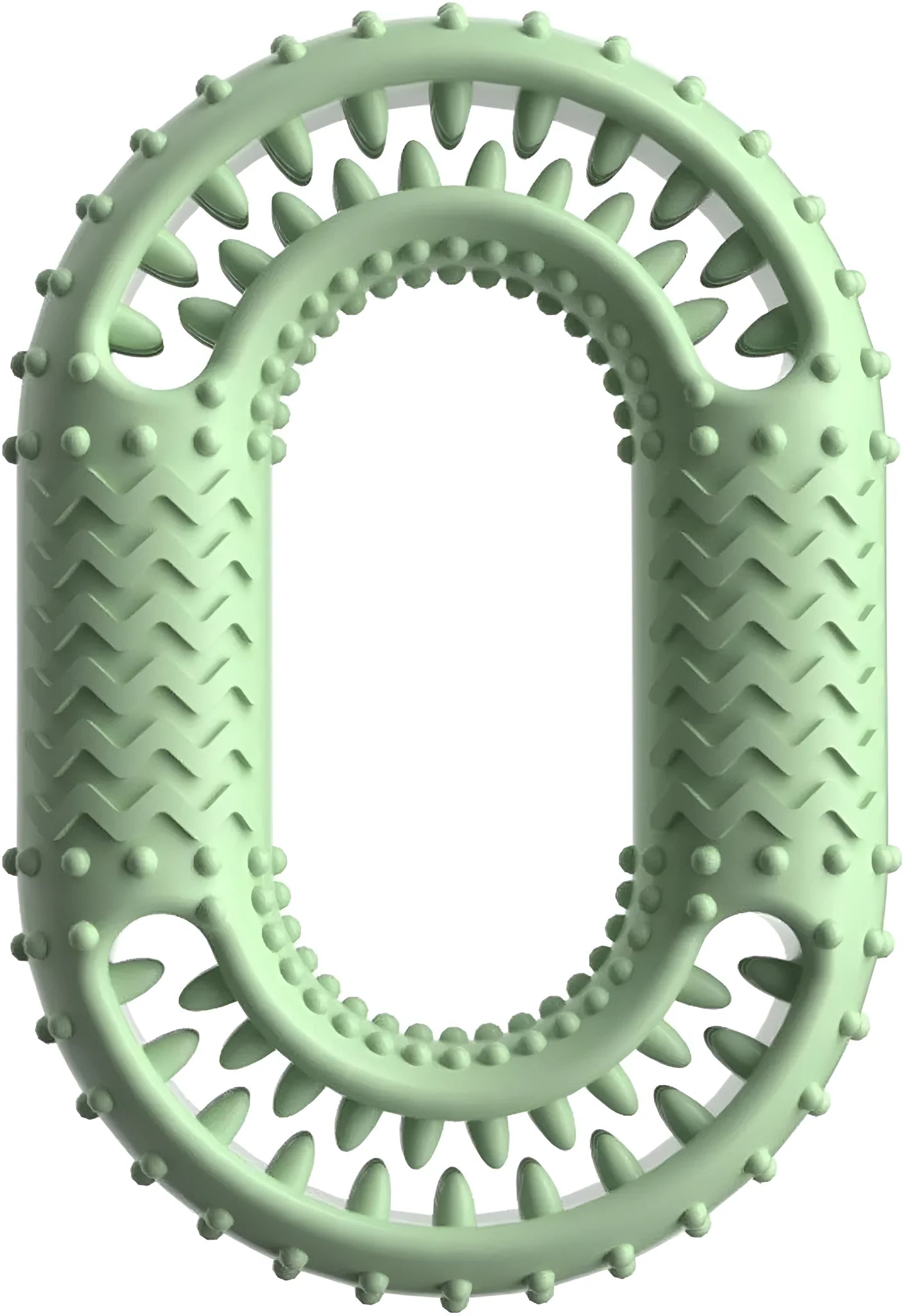 Blue green pink O-ring dog chew toy for aggressive chewers with dental benefits