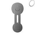 Silver CNC aluminum magnetic phone holder mounted on Tesla suspension screen showing 180 degree flip capability