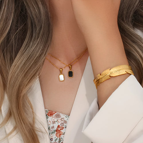Acrylic butterfly pendant necklace on adjustable stainless steel chain with zircon and shell accents, women's jewellery