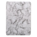 Tri-fold marbling pattern iPad leather case in dark grey with a visible stylus pen slot.