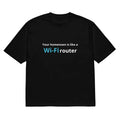 Men's black t-shirt with all-over 3D digital printed cartoon pattern, loose fit design with short sleeves