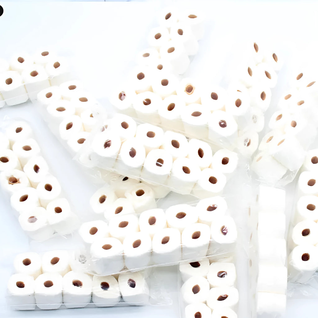 Simulated paper tissue roll model measuring 30x15x80mm for childrens educational play and props