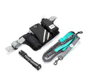 Black nylon outdoor dog walking set with waist bag, leash and collar for waterproof pet training