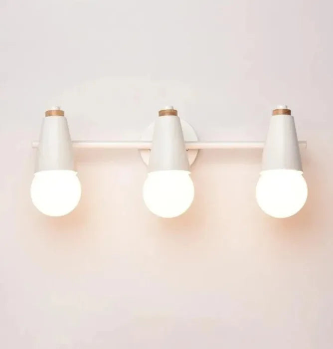 Modern minimalist Macaron iron LED wall lamp for bedroom in black or grey or white, 2 or 3 heads, 220V