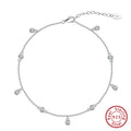 Women's silver anklet with geometric zirconium pendant in gold and platinum colour options