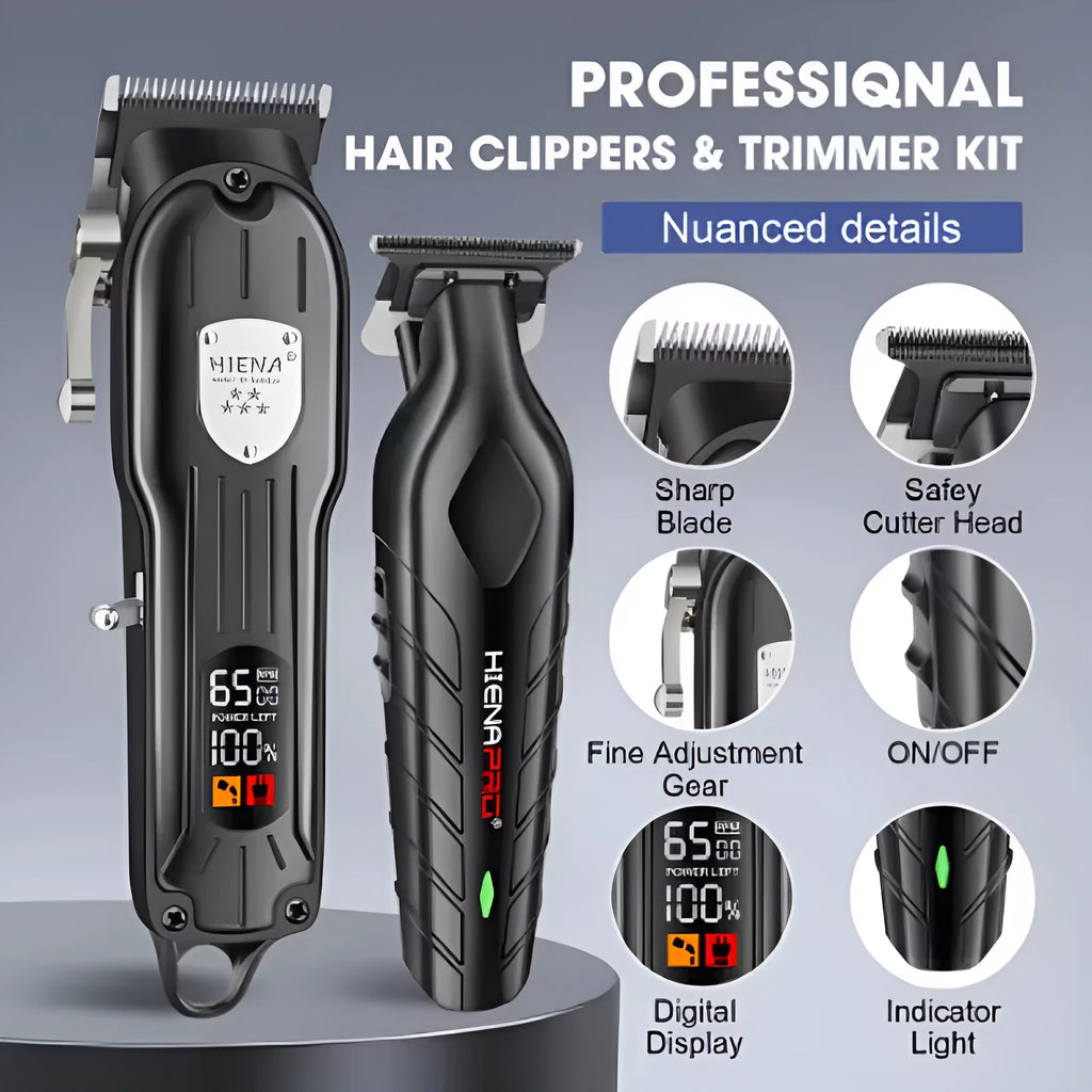Black USB-powered cordless hair clipper set with LED display