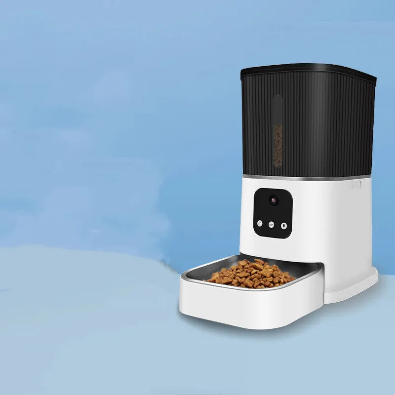 3L automatic pet feeder with voice and video, ABS and 304 stainless steel, black or white, for cats and dogs