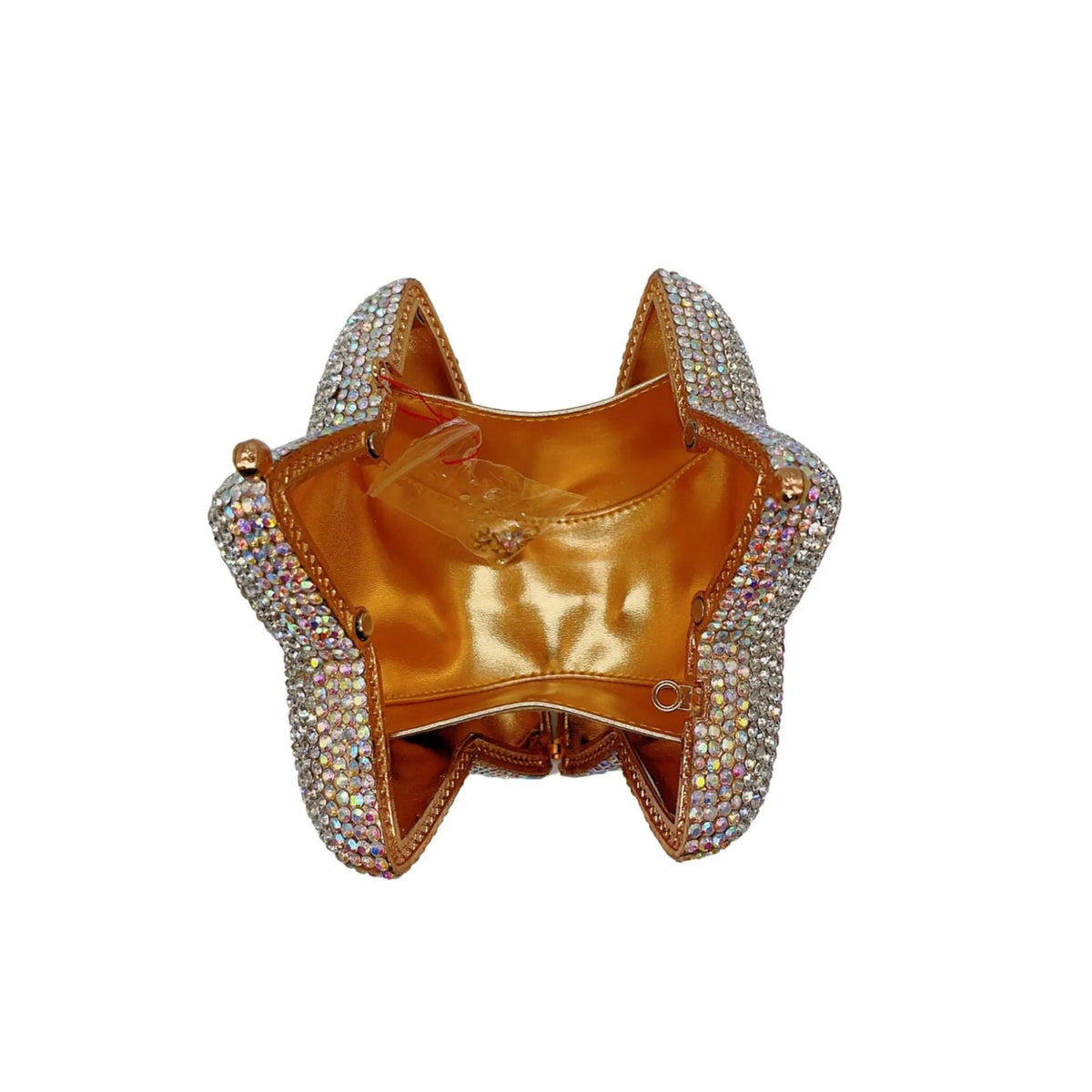 Little Star studded diamond alloy dinner handbag with hard three-dimensional shell and full diamond finish