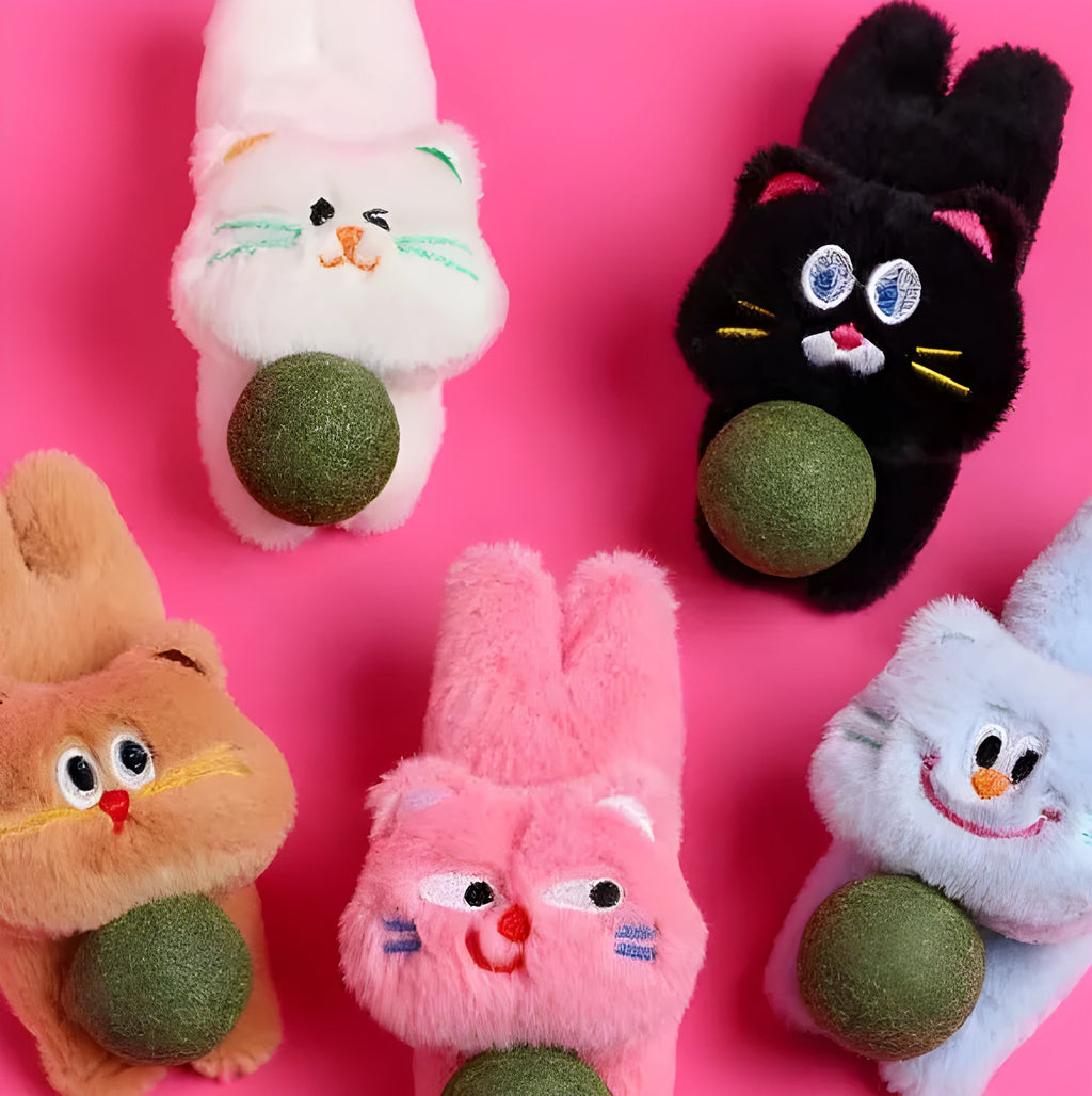 Plush catnip toy with polygonum multiflorum filling, scratch-resistant and bite-resistant, in five colours