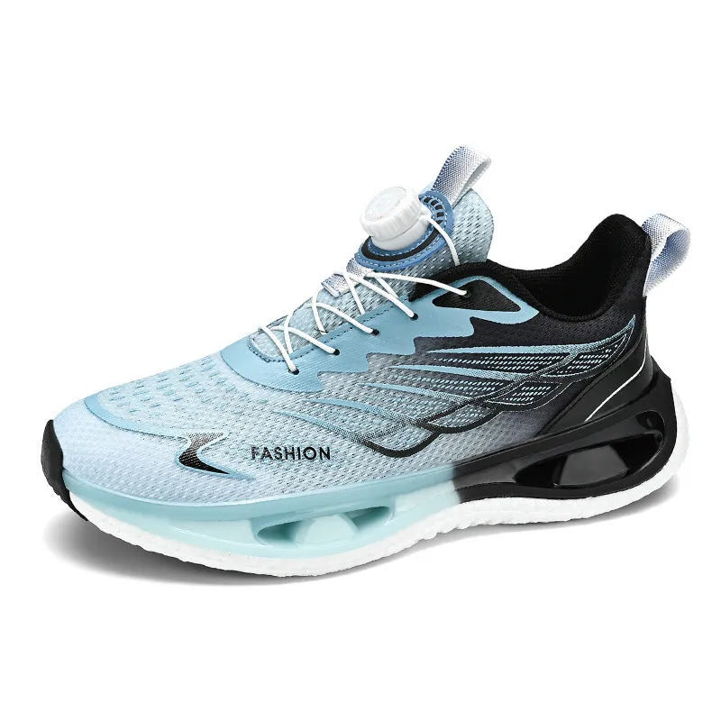 Youth button sneaker in low-top design with rotating button and breathable mesh upper