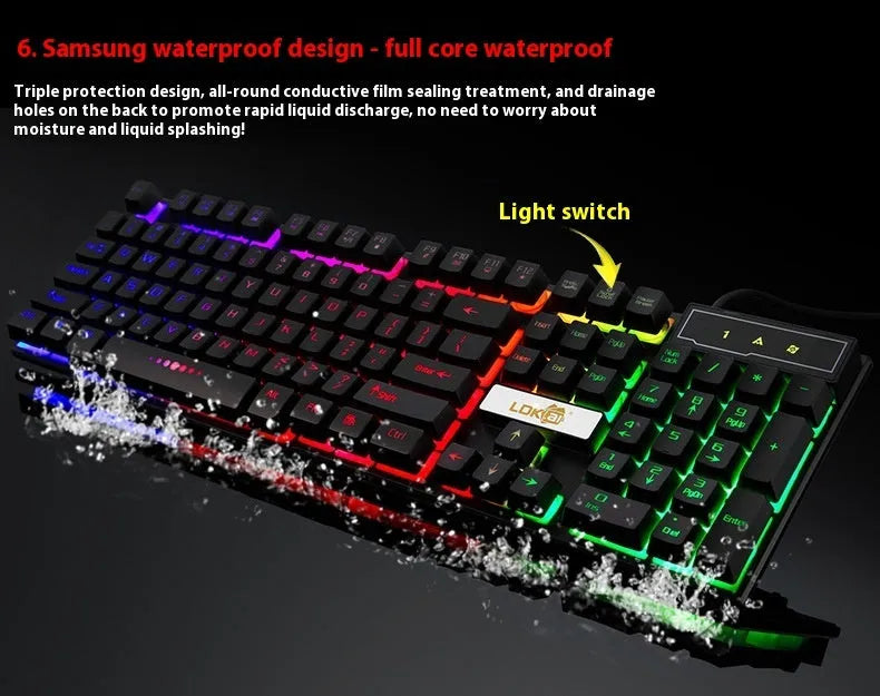 Black braided USB cable with LED lighting for gaming keyboards, 1.5m length with metal connectors