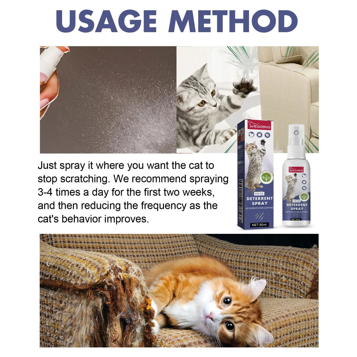 50ml pet training spray in box to deter dog and cat scratching on furniture