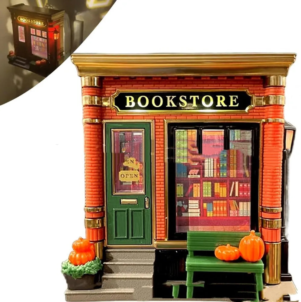 Resin cartoon house-shaped night lamp ornament with Christmas design and US electrical plug