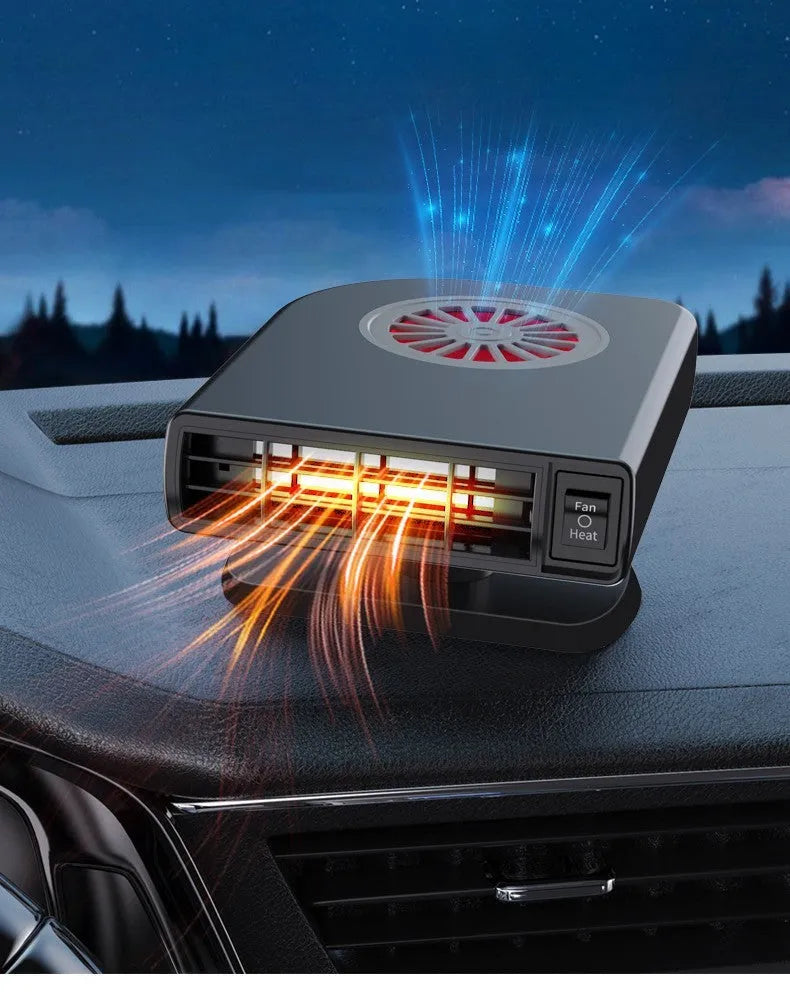 Black vehicle-mounted heater for car defrosting and defogging with 360-degree rotation