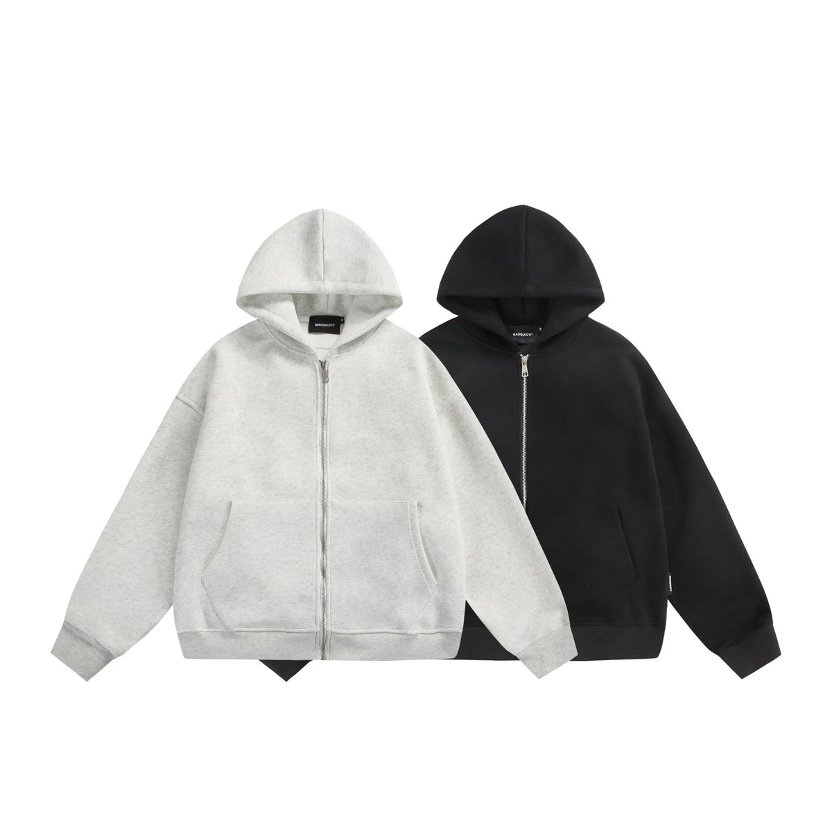 Solid colour cardigan coat with back small bag design in black or melange grey, cotton blend loose fit, sizes M-XXL