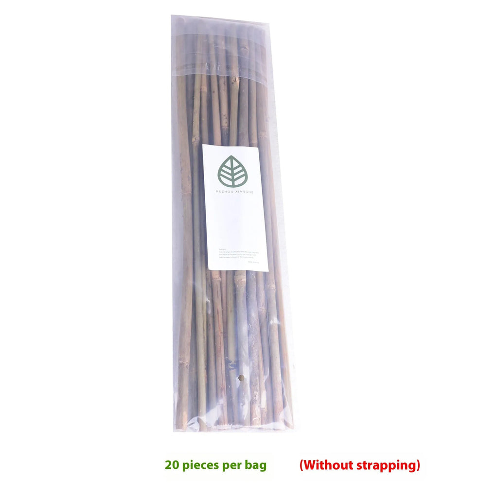 White bamboo garden stakes, 45cm long, 8-10mm diameter, for climbing vines and plant support, single or 20-piece bundle