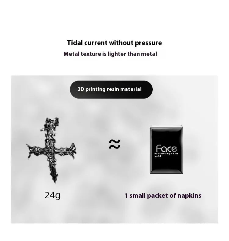 Gothic cross design resin hard case cover for Apple AirPods Max headphones in silver colour.