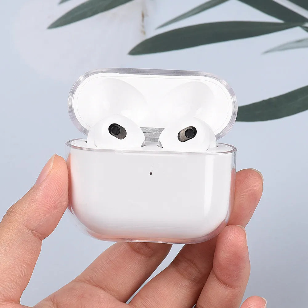 Transparent PC hard shell case for AirPods 1 2 3 Pro and Pro 2 charging box, 1.8mm thick, 48x56x24mm