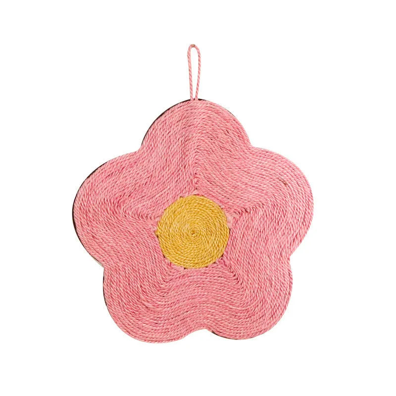 Sisal cat scratching board in green flower, red flower, pink orange, orange, mouse or dog design, wear-resistant and chip-free