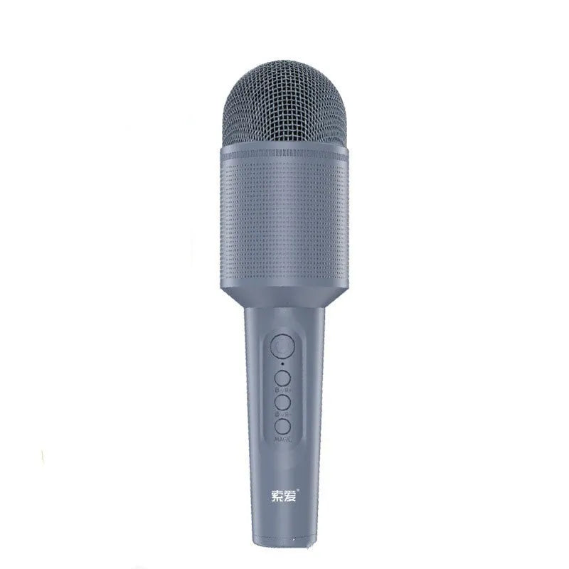 Audio integrated wireless Bluetooth USB karaoke microphone in pink, blue and green colour options