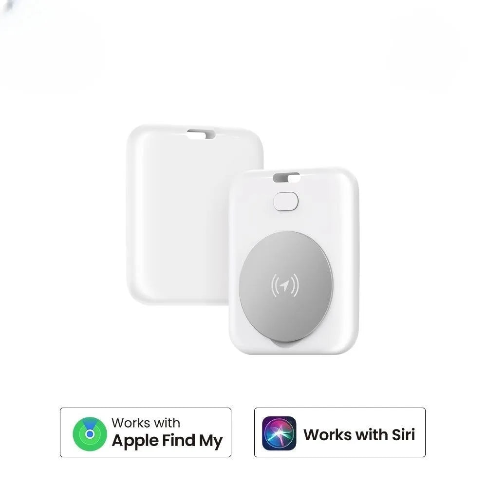 White ABS plastic pet tracking device with GPS functionality for Apple users