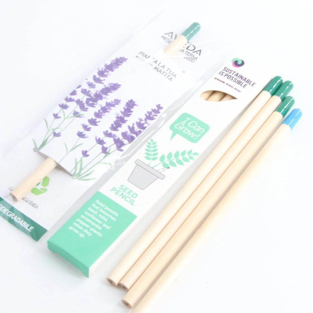 Seed pencil with plantable capsule in various colours containing herb, flower or vegetable seeds
