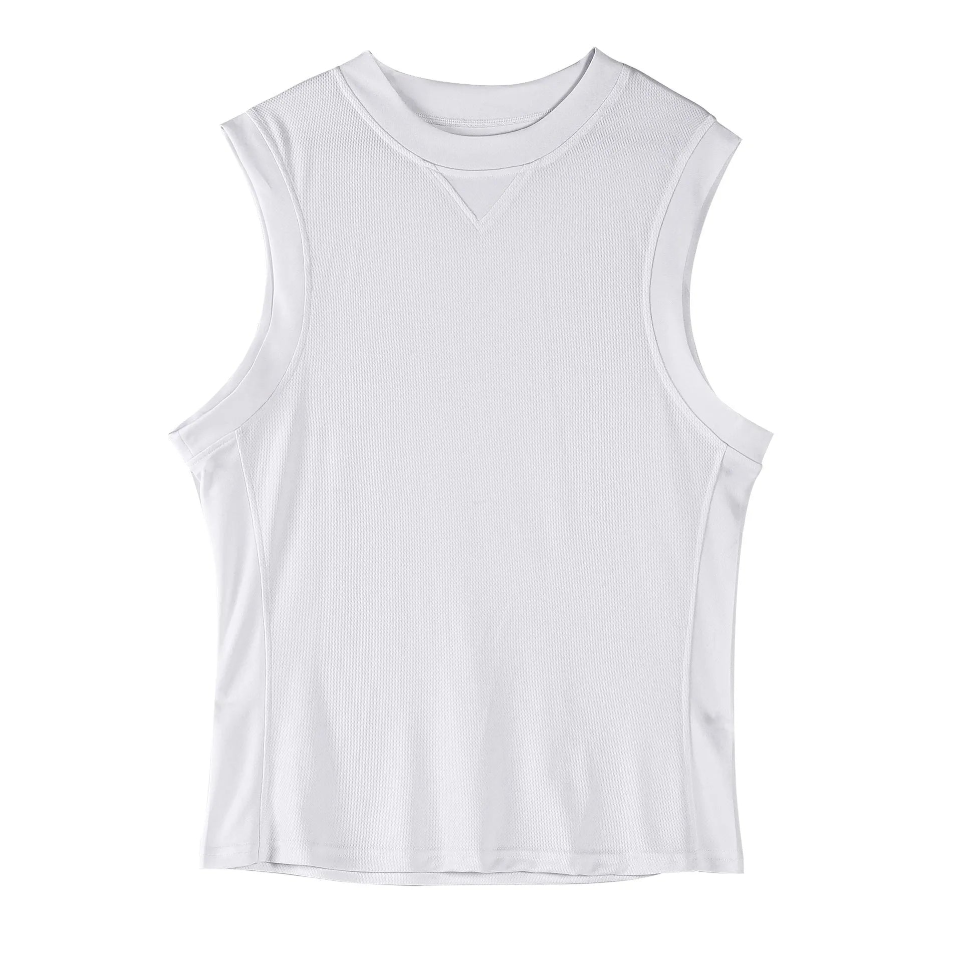 Men's white polyester quick-dry fitness vest with loose fit design for summer sports
