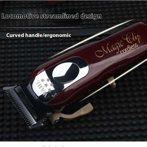 Cordless hair clipper set with stainless steel head and EU, UK, US plug adapters for home haircuts
