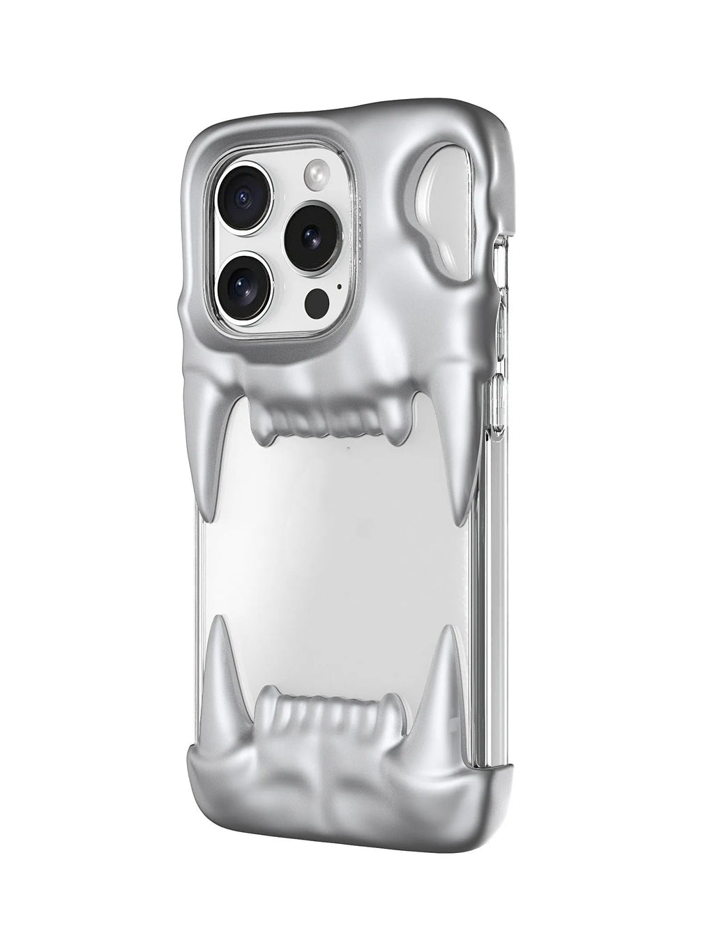 Silicone mobile phone case with full transparent inner shell for iPhone in metallic silver
